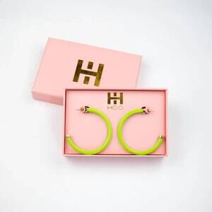 NEW HOO HOOPS women's lightweight statement earrings in lime